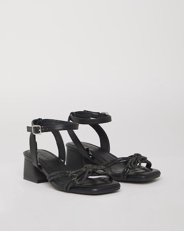 Cassia Diamante Bow Low Block Heel Sandals - Extra Wide Fit (EEE)