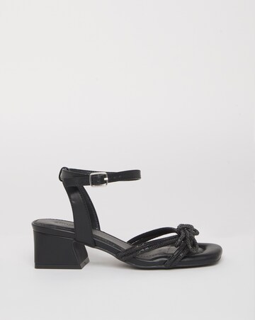 Cassia Diamante Bow Low Block Heel Sandals - Extra Wide Fit (EEE)