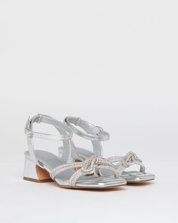 Cassia Diamante Bow Low Block Heel Sandals - Wide Fit (E)