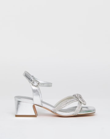 Cassia Diamante Bow Low Block Heel Sandals - Wide Fit (E)