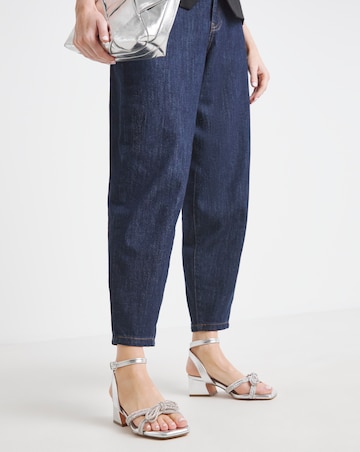 Cassia Diamante Bow Low Block Heel Sandals - Wide Fit (E)