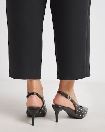 Melinda Studded Pointy Toe Slingback Shoes - Wide Fit (E)