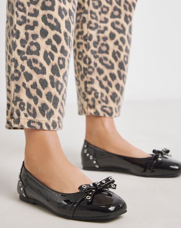 Catania Studded Bow Ballerina Shoes - Wide Fit (E)