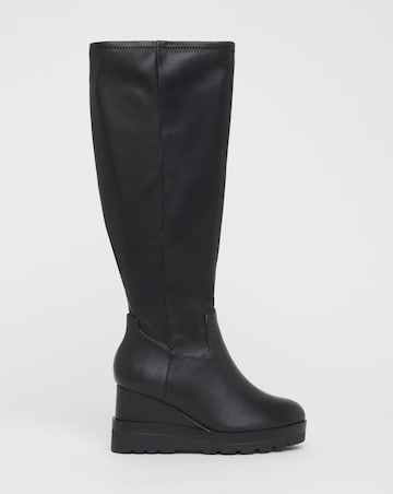 Izzy Stretch Wedge Knee High Boots - Wide Fit (E) & Standard/Curvy Calf