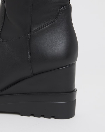 Izzy Stretch Wedge Knee High Boots - Wide Fit (E) & Standard/Curvy Calf