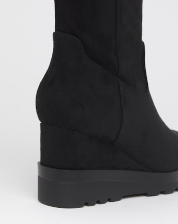 Izzy Stretch Wedge Knee Boots - Extra Wide Fit (EEE) Super Curvy/Curvy Plus Calf