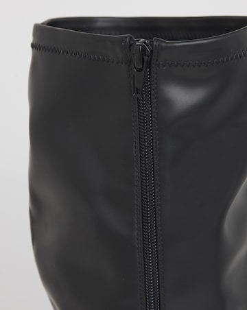 Charm Block Heel Stretch Sock Knee Boots - Extra Wide Fit (EEE) Super Curvy Calf