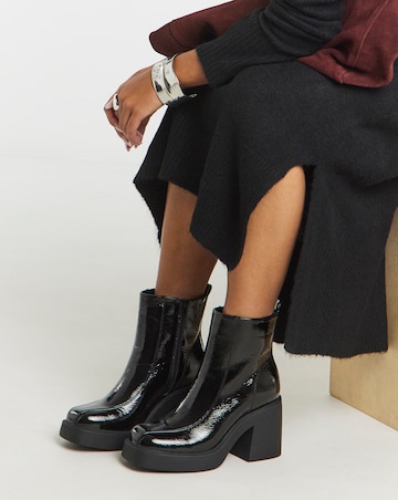 Lina Square Toe Platform Ankle Boots - Extra Wide Fit (EEE)