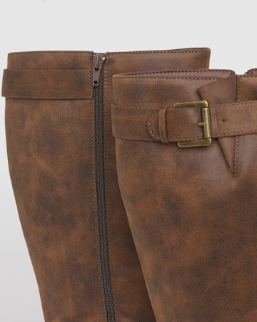 Stacey Chunky Biker Knee High Boots - Extra Wide Fit (EEE) & Super Curvy Calf