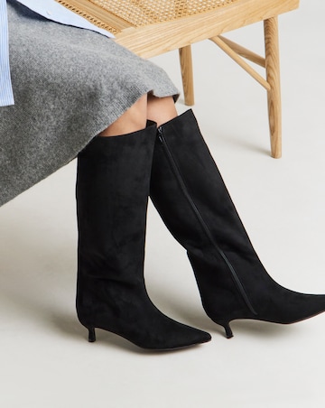 Simone Kitten Heel Straight Leg Boots - Wide Fit (E) & Curvy Calf