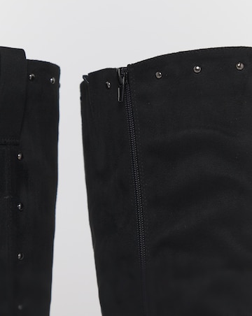 Zoey Studded Knee High Biker Boots - Wide Fit (E) & Curvy Calf