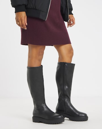 Kacey Chunky Knee High Boots - Wide Fit (E) & Curvy Calf