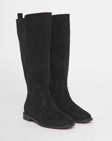 Deedee Stretch Panel Knee High Boots - Wide Fit (E) & Curvy Calf