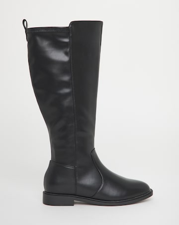 Deedee Stretch Panel Knee High Boots - Wide Fit (E) & Curvy Calf