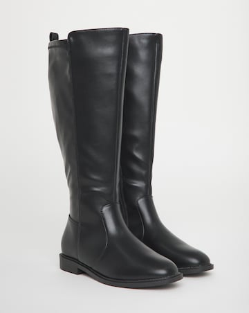 Deedee Stretch Panel Knee High Boots - Wide Fit (E) & Curvy Calf