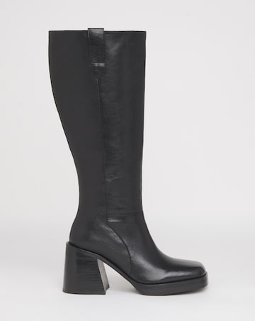 Cloudy Leather Platform Knee High Boots - Extra Wide Fit (EEE) Super Curvy Calf