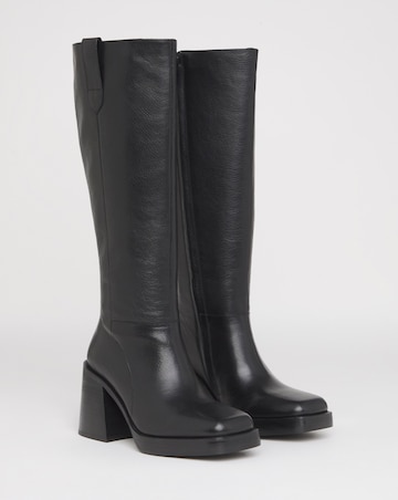 Cloudy Leather Platform Knee High Boots - Extra Wide Fit (EEE) Super Curvy Calf