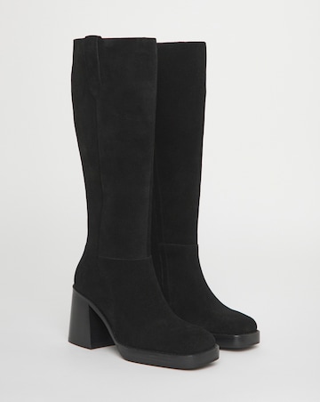 Cloudy Suede Platform Knee High Boots - Wide Fit (E) & Curvy Calf