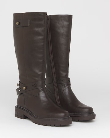 Veronica Knee High Wrap Detail Boots - Wide Fit (E) & Curvy Calf
