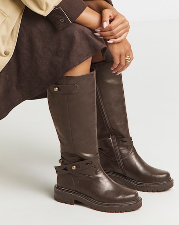 Veronica Knee High Wrap Detail Boots - Wide Fit (E) & Curvy Calf