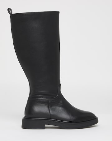 Berry Leather Knee High Riding Boots - Wide Fit (E) & Super Curvy Calf