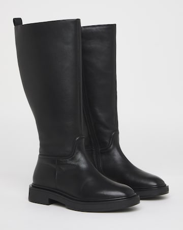Berry Leather Knee High Riding Boots - Wide Fit (E) & Super Curvy Calf