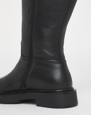 Berry Leather Knee High Riding Boots - Wide Fit (E) & Super Curvy Calf