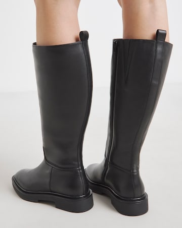Berry Leather Knee High Riding Boots - Wide Fit (E) & Super Curvy Calf