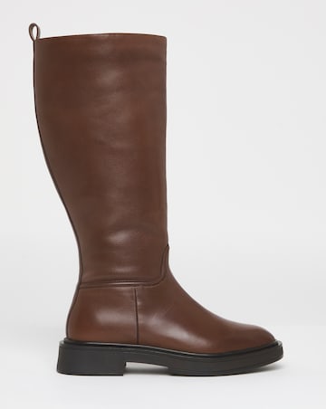 Berry Leather Knee High Riding Boots - Wide Fit (E) & Curvy Calf