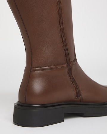 Berry Leather Knee High Riding Boots - Wide Fit (E) & Curvy Calf