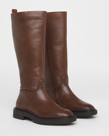 Berry Leather Knee High Riding Boots - Wide Fit (E) & Curvy Calf