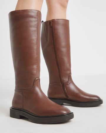 Berry Leather Knee High Riding Boots - Wide Fit (E) & Curvy Calf