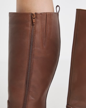 Berry Leather Knee High Riding Boots - Wide Fit (E) & Curvy Calf