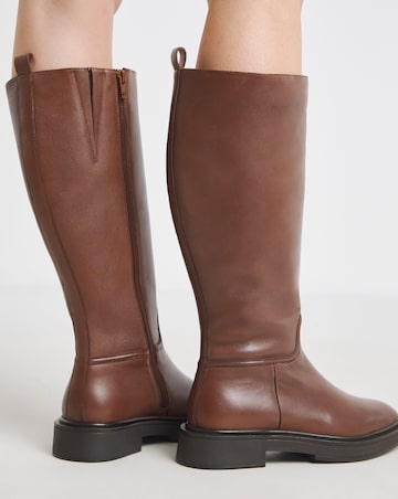 Berry Leather Knee High Riding Boots - Wide Fit (E) & Curvy Calf