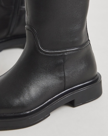 Berry Leather Knee High Riding Boots - Wide Fit (E) & Super Curvy Calf