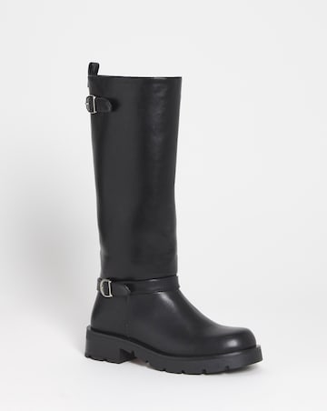 Sonny Knee High Biker Boots - Extra Wide Fit (EEE) & Super Curvy Calf