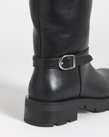 Sonny Knee High Biker Boots - Extra Wide Fit (EEE) & Super Curvy Calf