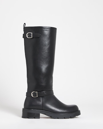 Sonny Knee High Biker Boots - Extra Wide Fit (EEE) & Super Curvy Calf