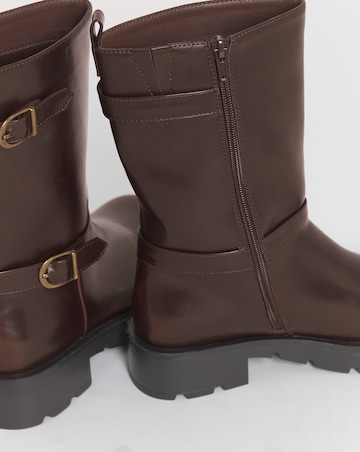 Flutter Chunky Biker Calf Boots - Extra Wide Fit (EEE)