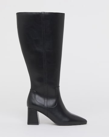 Soprano Block Heel Pointed Knee High Boots Extra Wide Fit (EEE) Super Curvy Calf
