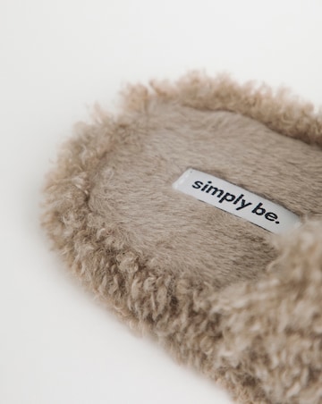 Mindy Shaggy Fur Mule Slippers - Wide Fit (E)