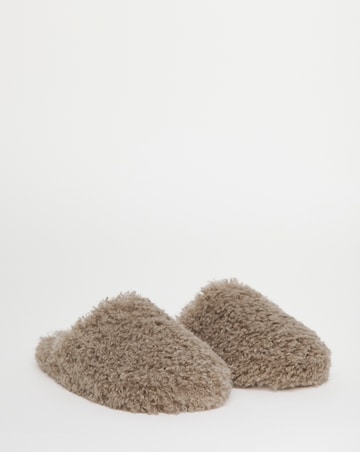 Mindy Shaggy Fur Mule Slippers - Wide Fit (E)
