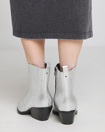 Katya Leather Pointed Chelsea Western Ankle Boots - Extra Wide Fit (EEE)