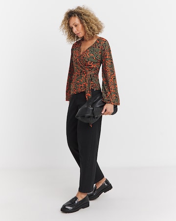 Flared Sleeve Wrap Top