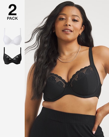 Pretty Secrets 2 Pack Elana Black/White Full Cup Bras B-F