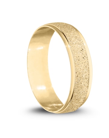 9 Carat Gold Sparkle D Shape 6mm Wedding Band