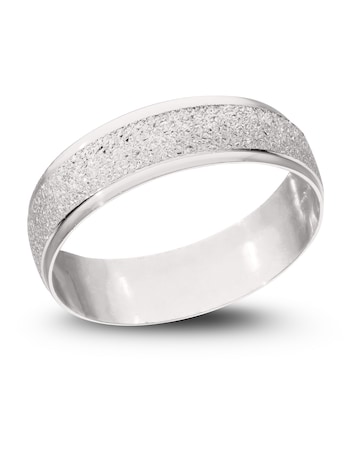 9 Carat White Gold Sparkle D Shape 6mm Wedding Band