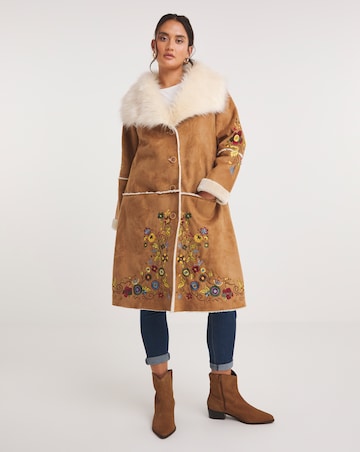 Joe Browns Enchanting Embroidered Faux Fur Coat
