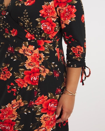 Joe Browns Black Joyful Winter Florals Wrap Jersey Dress